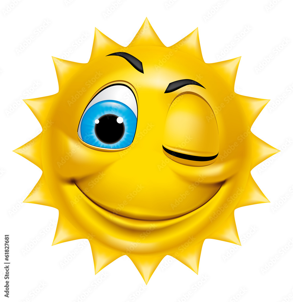 Sun character winking