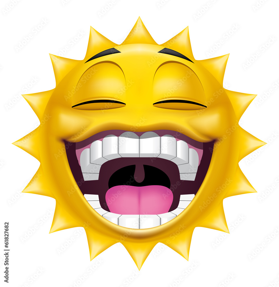 Sun character laughing