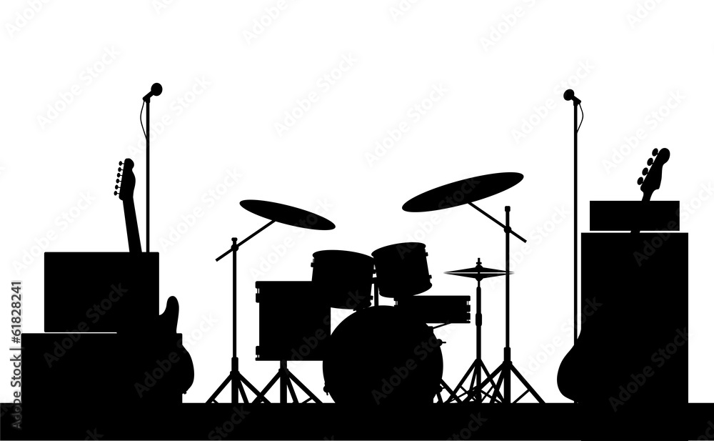 Fototapeta premium Rock Band Equipment Silhouette
