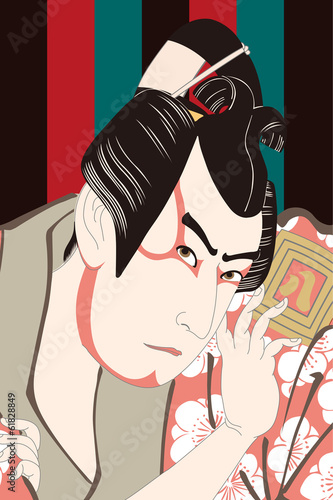 歌舞妓堂艶鏡　三代目市川八百蔵の梅王丸のイラスト