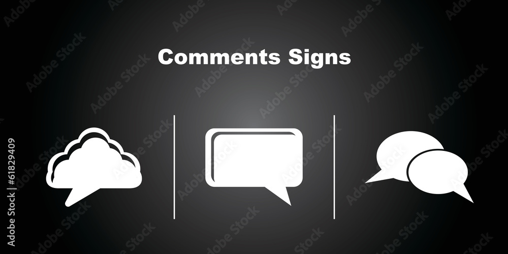 3 Comments Icons on Black Background. 3 Comments Icons on Black Background.