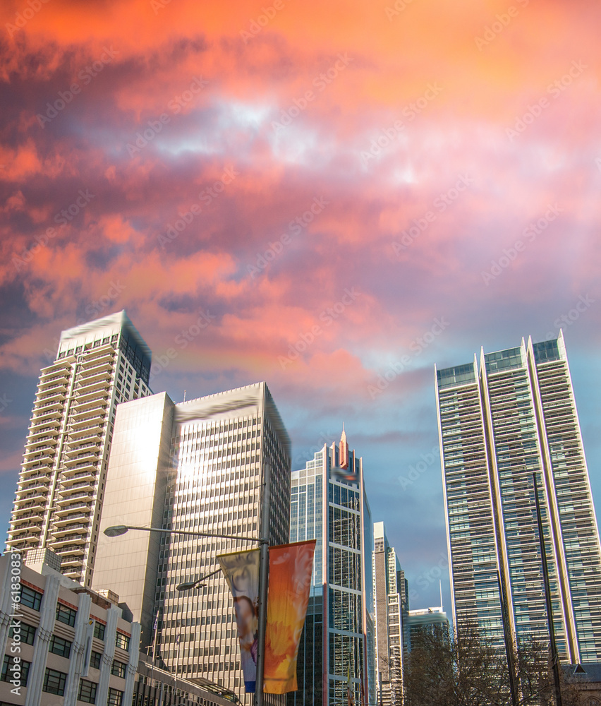 Dusk colors over Sydney skyline, Australia