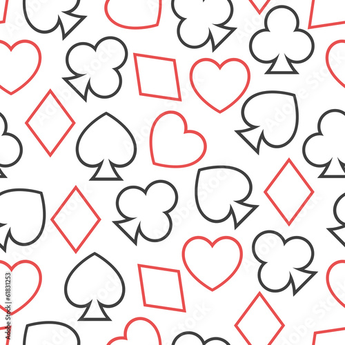 Seamless pattern with card suits, endless background