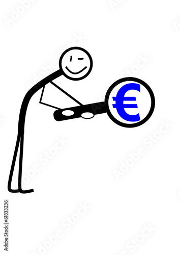 Strichmännchen mit Lupe Euro