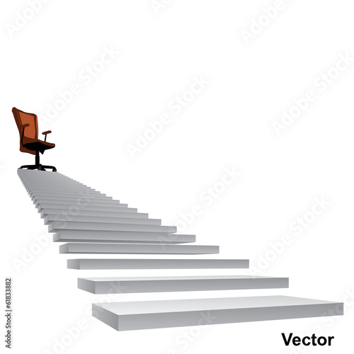 Vector white stair with a chair