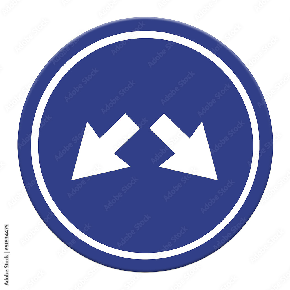 Blue Sign with two Arrows - Two directions on a blue road sign , Blue Sign with two Arrows - Two directions on a blue road sign ,