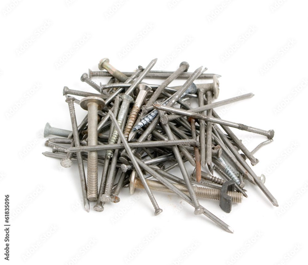 heap of nails isolated on white background heap of nails isolated on white background