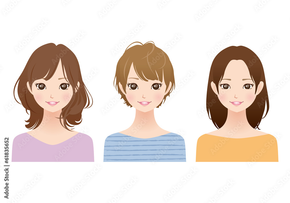 女性 髪型 セット Stock イラスト Adobe Stock