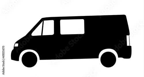Silhouette of van car