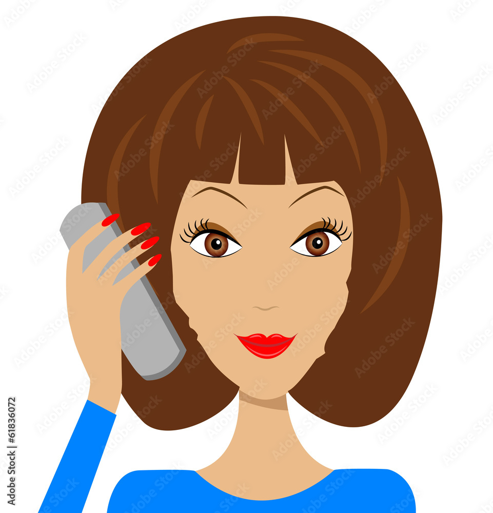 business young woman with telephone in hand business young woman with telephone in hand