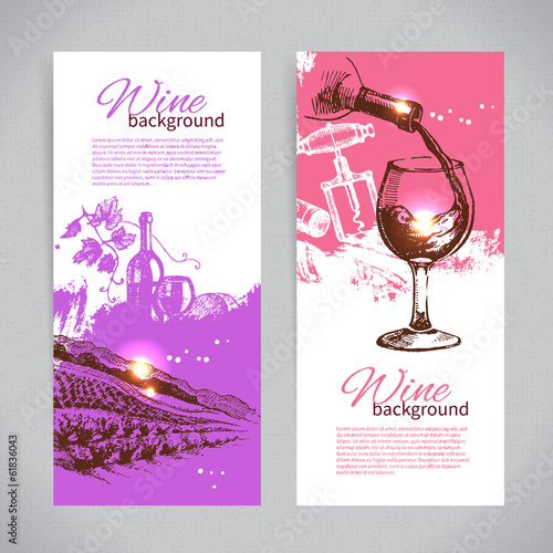 Banners of wine vintage background. Hand drawn sketch