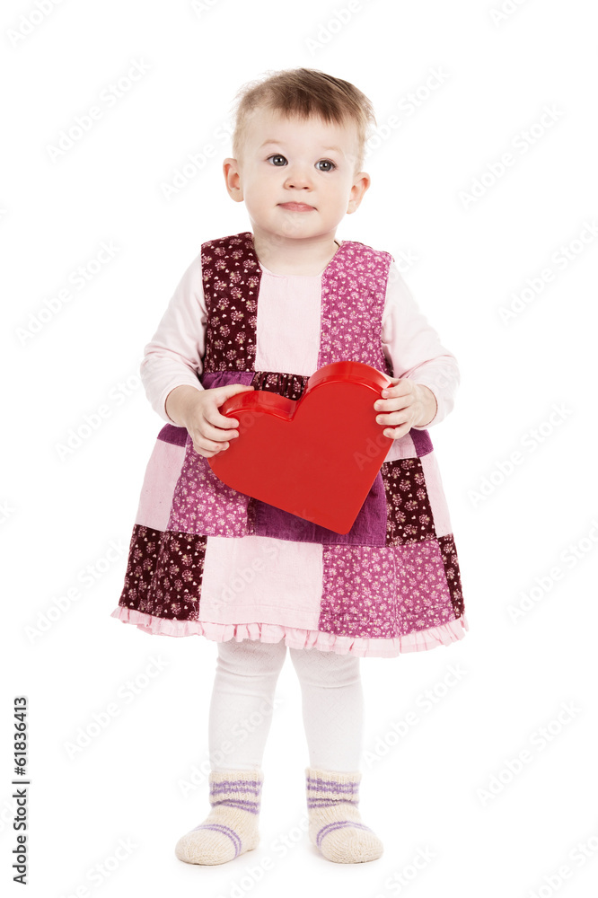 cute little girl with red heard on white cute little girl with red heard on white