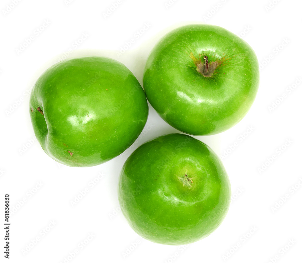 Green apple fruits isolated on white background Green apple fruits isolated on white background