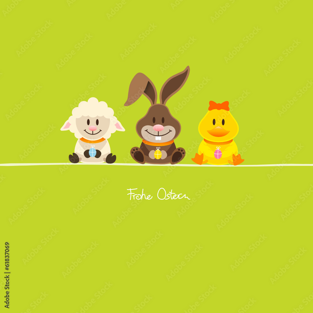 Schaf, Osterhase & Ente Ostereier grün Schaf, Osterhase & Ente Ostereier grün