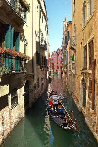 gondola on a canal in Venice, Italy