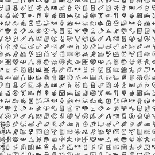 seamless doodle fitness pattern