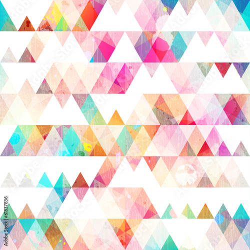 rainbow triangle seamless pattern with grunge effect