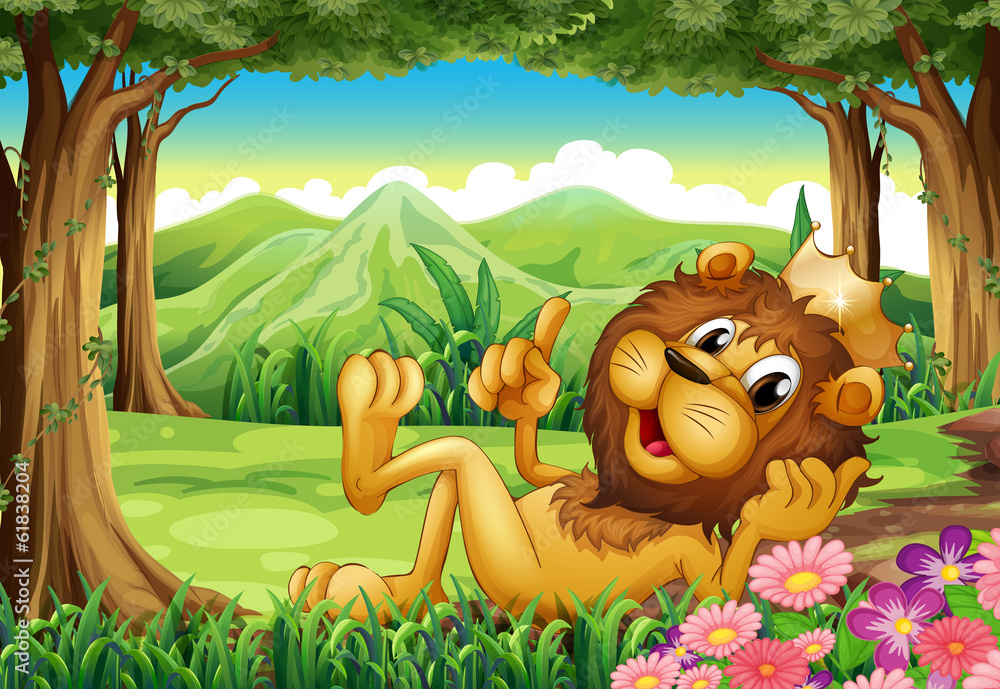 Naklejka premium A king lion at the forest
