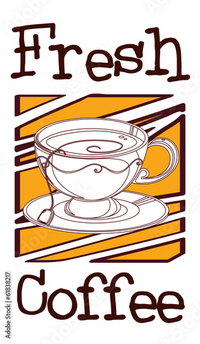 A coffee label with a cup of coffee