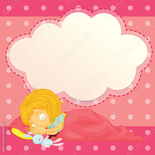A girl sleeping with an empty cloud callout