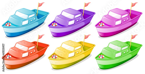 Six colorful boats