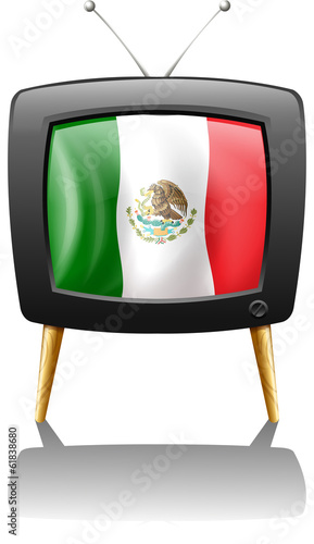 The flag of Mexico inside the TV screen