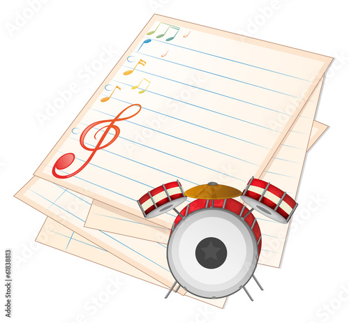 An empty music paper with a drum