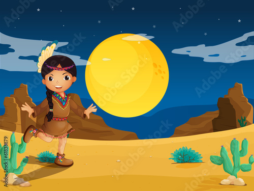 A young Indian girl at the desert