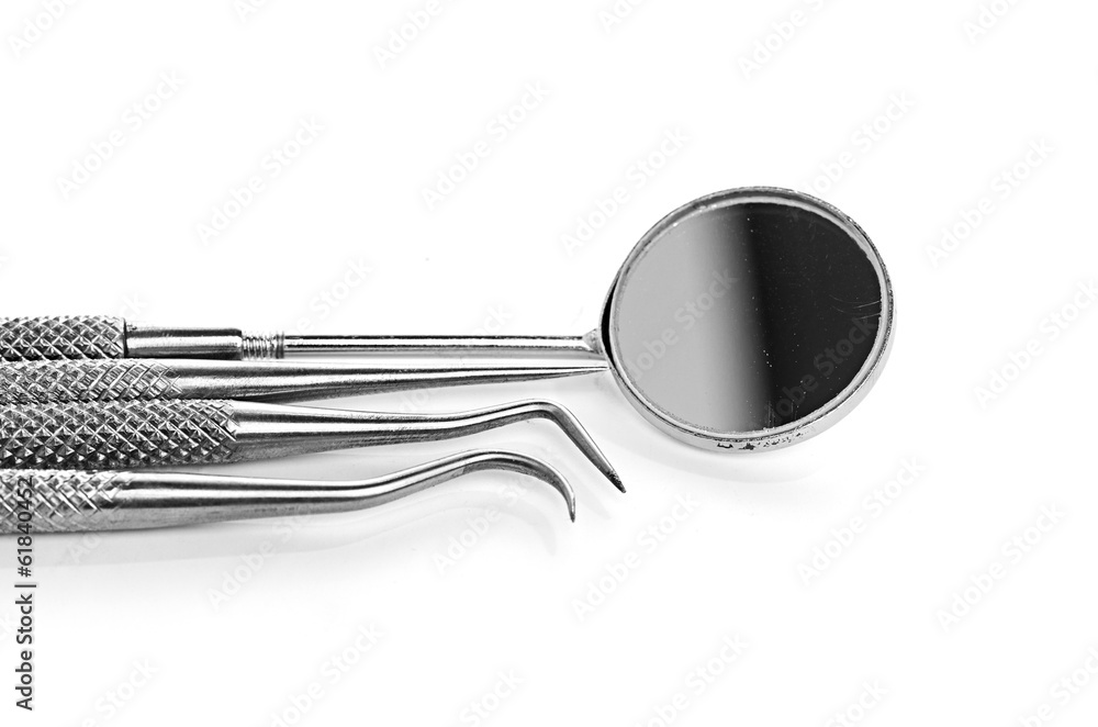 Basic dentist tools isolated on white Basic dentist tools isolated on white