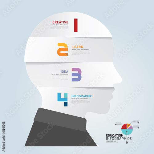 infographic Template with Head paper cut banner . concept vector