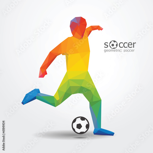 soccer football kick striker player geometric colour design vect