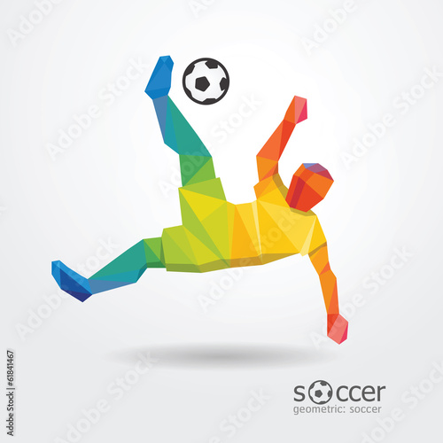 soccer football kick striker player geometric colour design vect