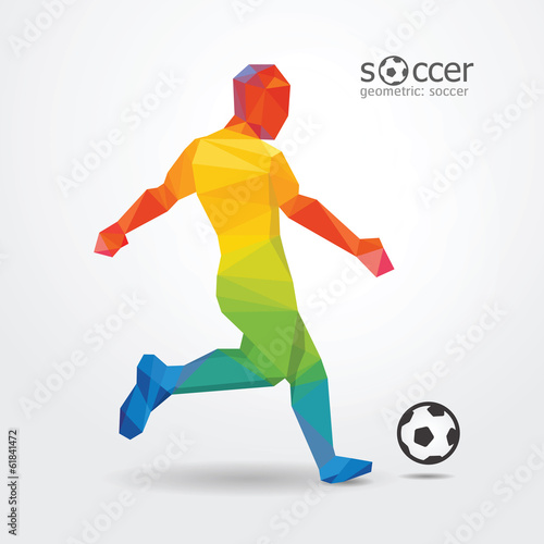 soccer football kick striker player geometric colour design vect