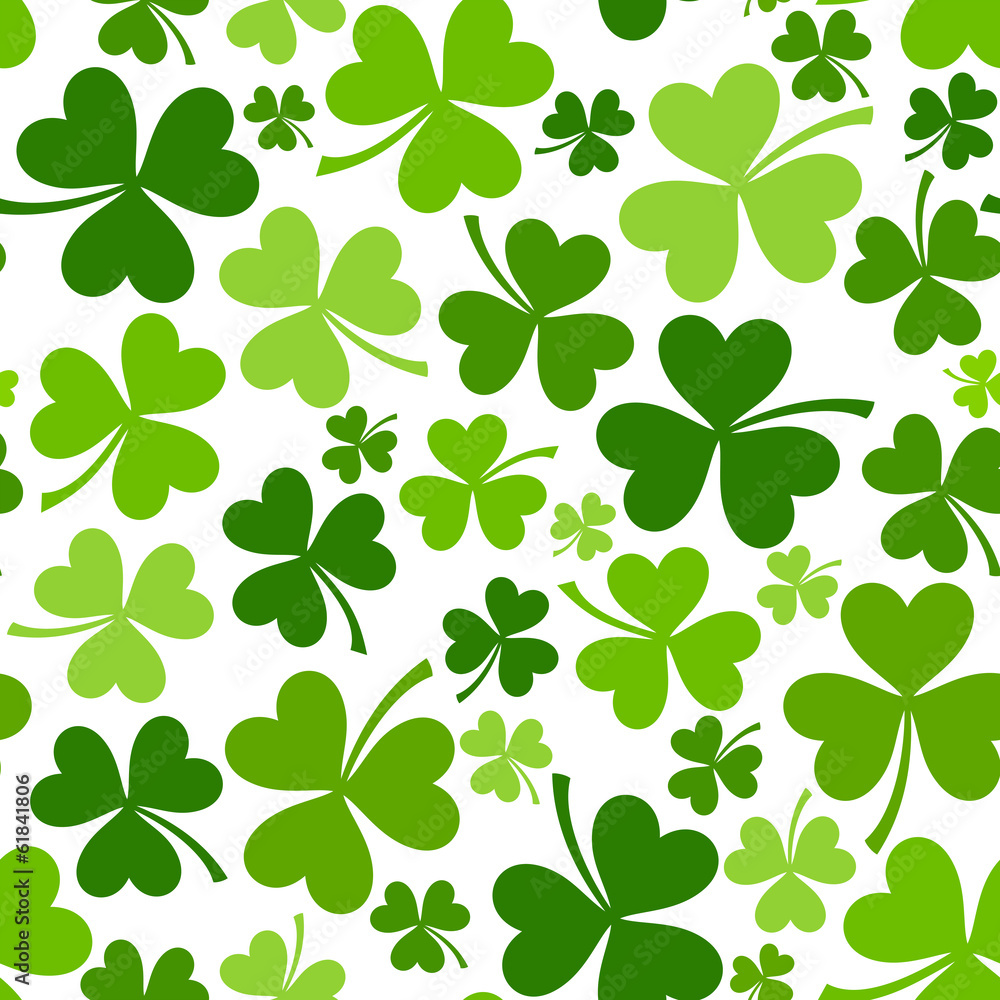 St. Patrick's day vector seamless background with shamrock. St. Patrick's day vector seamless background with shamrock.