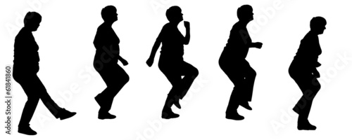 Vector silhouette of a old woman.