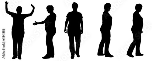Vector silhouette of a old woman.