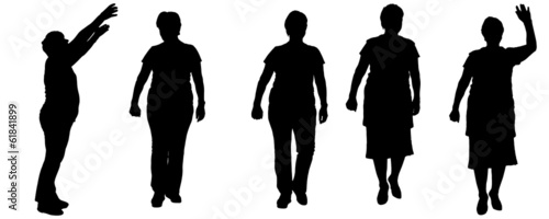 Vector silhouette of a old woman.
