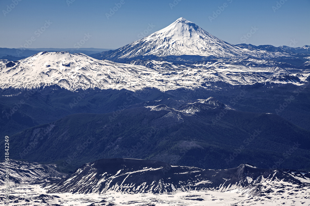 Panoramic view from Villarica Volcano, Chile.