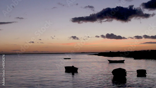 Sunset in Ria Formosa, Algarve, Portugal.