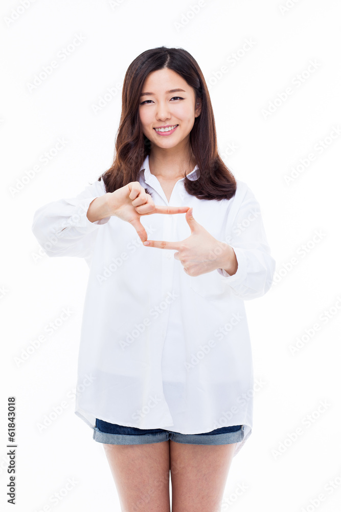 Young Asian woman taking photo Young Asian woman taking photo