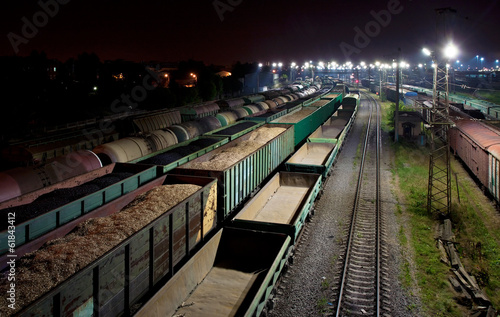 Cargo train station at night