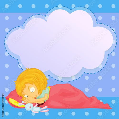 A young girl sleeping with an empty callout