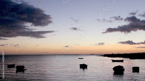 Sunset in Ria Formosa, Algarve, Portugal.