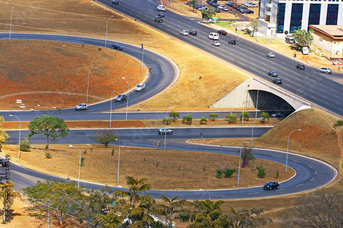 Road infrastructure in Brasilia, the capital of Brazil.