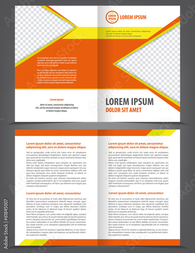 Vector empty bi-fold brochure template orange design