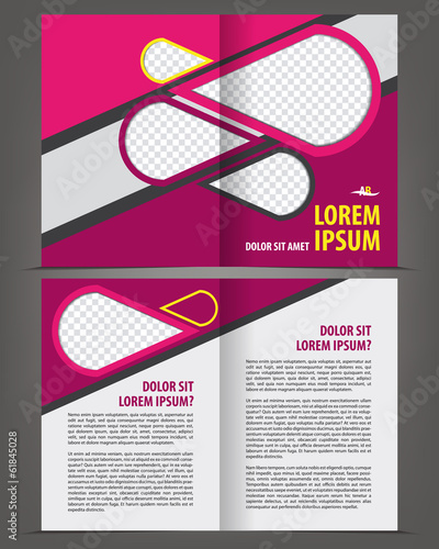 Bi-fold beauty violet brochure print template design