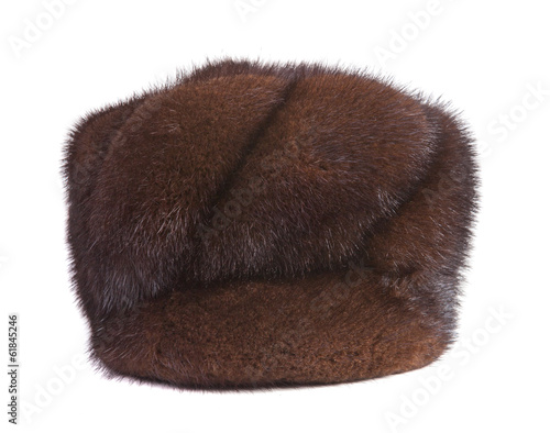 female fur hat on a white background