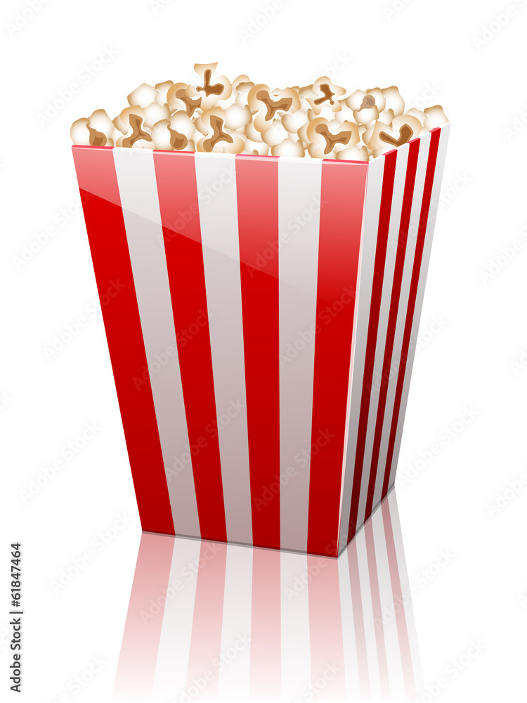 paper bag full of popcorn on white background. paper bag full of popcorn on white background.