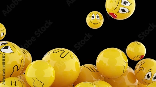 Smiling balls falling down