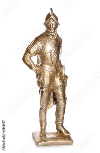 Golden roundhead soldier garden statue